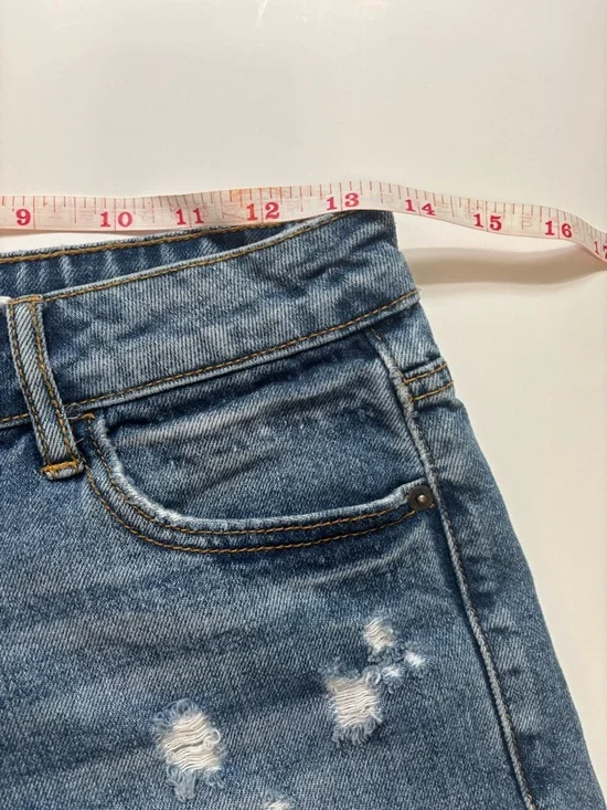 Hidden Jeans Rolled-Hem Distressed Denim Shorts - Blue - Picture 6 of 6